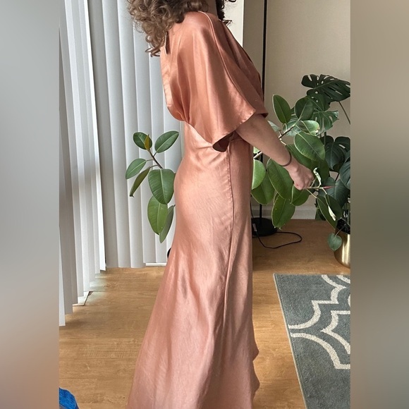Dress Forum Reflection Blouson Dress in Golden Sand/Orange, Satin Maxi, Large - Picture 9 of 14